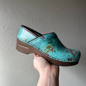 Dansko Professional Clog Turquoise Floral Snakesk… - image 1